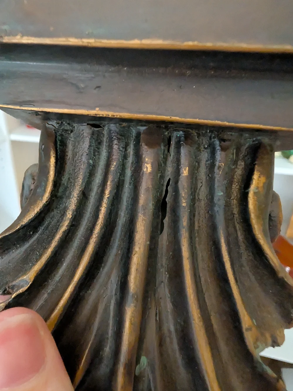 Ornate Antique-Style Wall Shelf in Dark Bronze and Gold